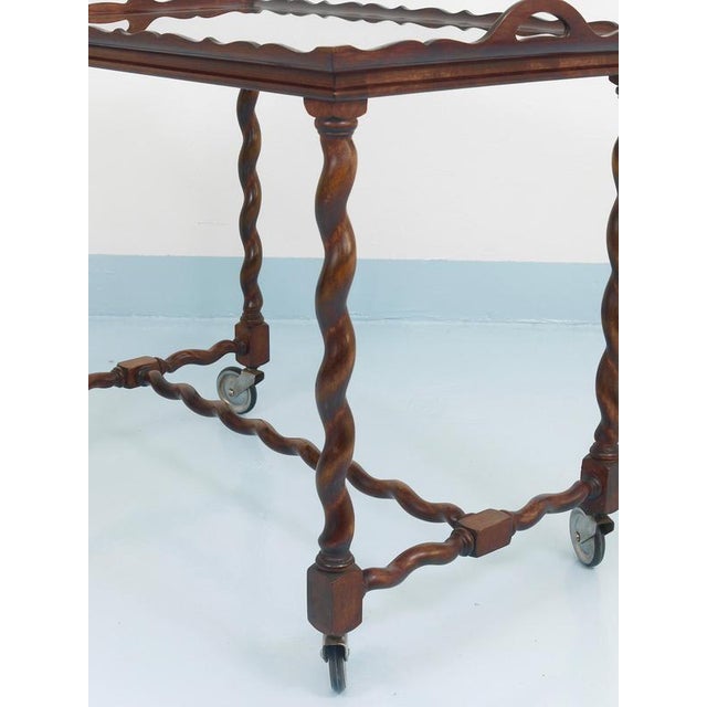 Vintage Italian Barley Twist Bar Cart Serving Trolley, Italy, 1920s For Sale - Image 15 of 18