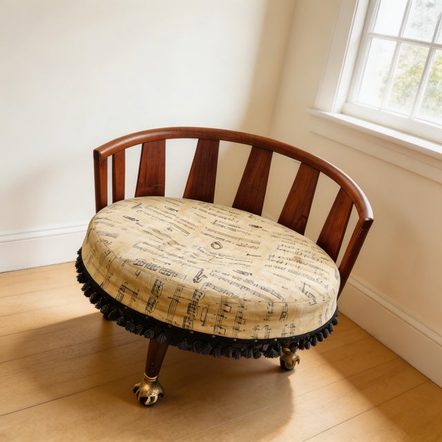 Mid-Century Modern 1960s Mid-Century Modern Round Barrel Chair on Brass Casters – Sculptural Walnut Frame For Sale - Image 3 of 15