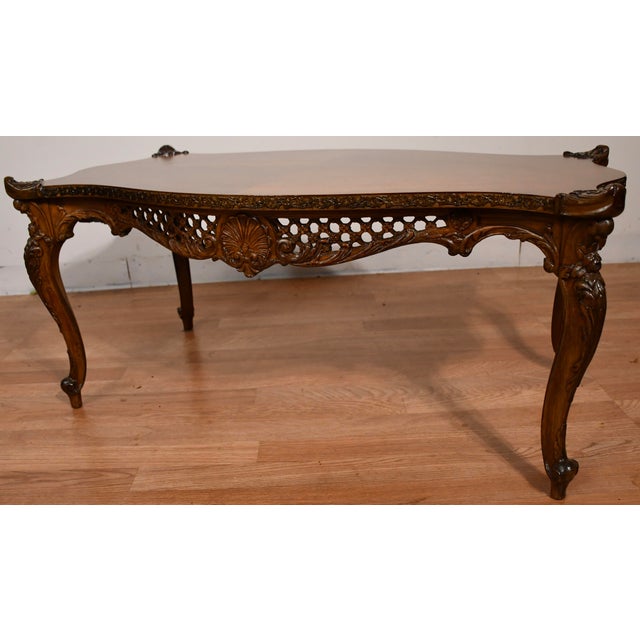 1930s French Carved Walnut Coffee Table For Sale - Image 17 of 18