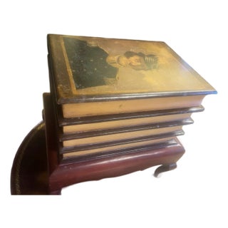 1980s Faux Bookcase Portrait Lift-Top Table For Sale
