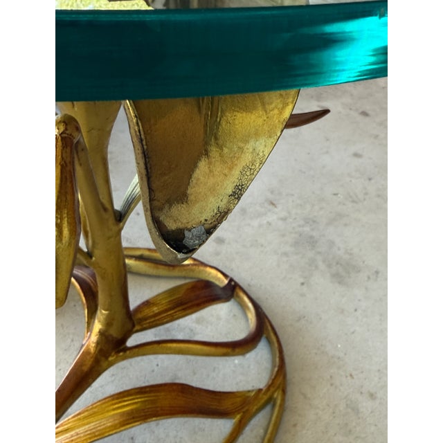 Gold Mid-20th Century Sculptural Regency Gilt Lily Flower Side Tables by Arthur Court – Pair For Sale - Image 8 of 12