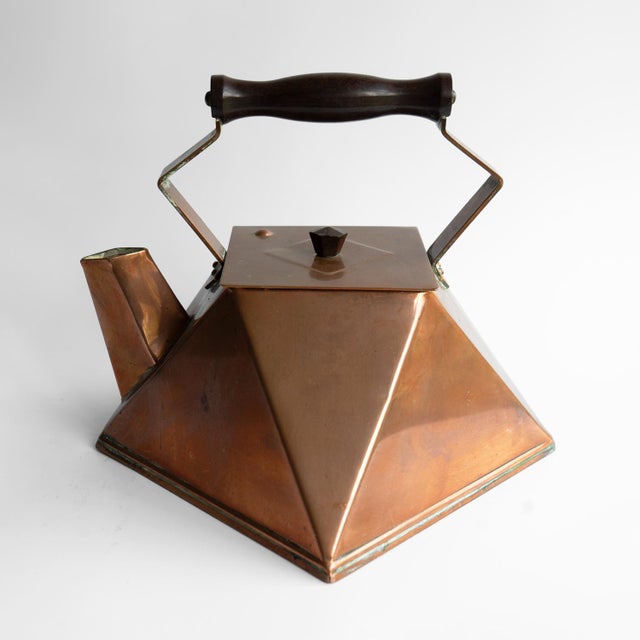 Antique French Modernist Copper Kettle, Art Deco Cubist Design, 1920s For Sale - Image 9 of 16