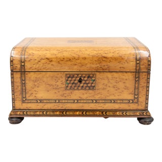 Bird’s-Eye Maple Box With Tumbling-Block Inlays English, Circa 1830 For Sale