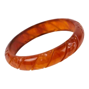 Bakelite Carved Bracelet Bangle Translucent Red Tea Amber Marble
