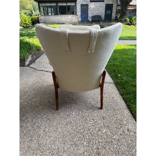 Off-white Walnut and Upholstery Wing Back Chair, by Adrian Pearsall For Sale - Image 8 of 15