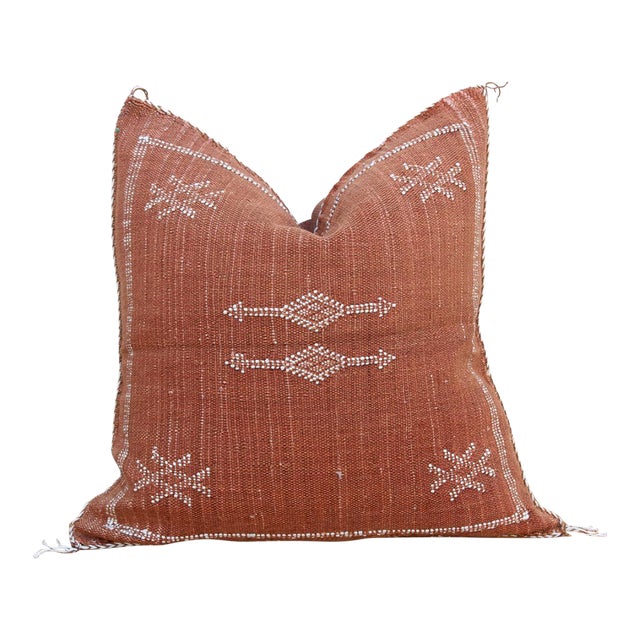 Rust Crossroads Cactus Silk Moroccan Pillow For Sale
