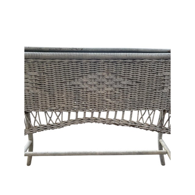 Wood Antique Wicker Plant Stand For Sale - Image 7 of 8