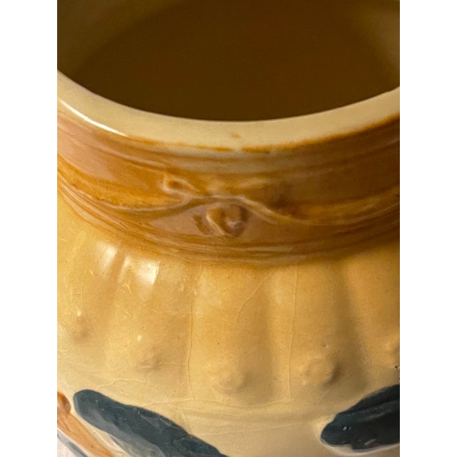 Antique 1910s Attributed to Roseville Yellow Ware Woodlands Pitcher Glazed Countryside Scene For Sale - Image 10 of 12