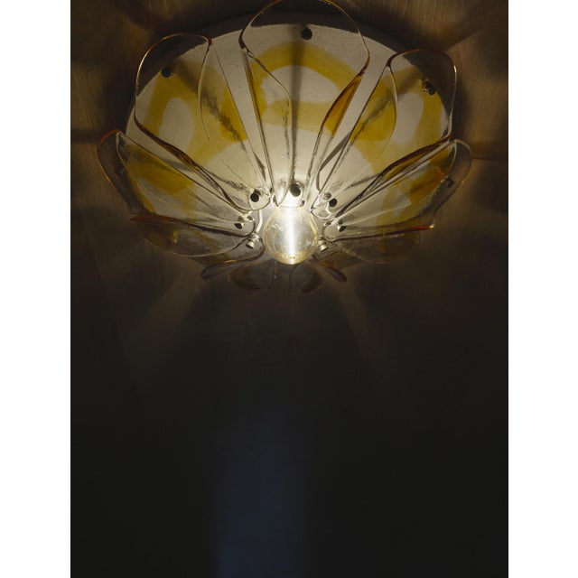 Mid-Century Modern Murano Style Amber Glass Petal Ceiling Flush Mount, 1970s For Sale - Image 6 of 11
