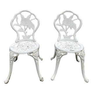 Victorian Style Rose Pattern Cast Aluminum Garden Patio Outdoor Bistro Chairs For Sale