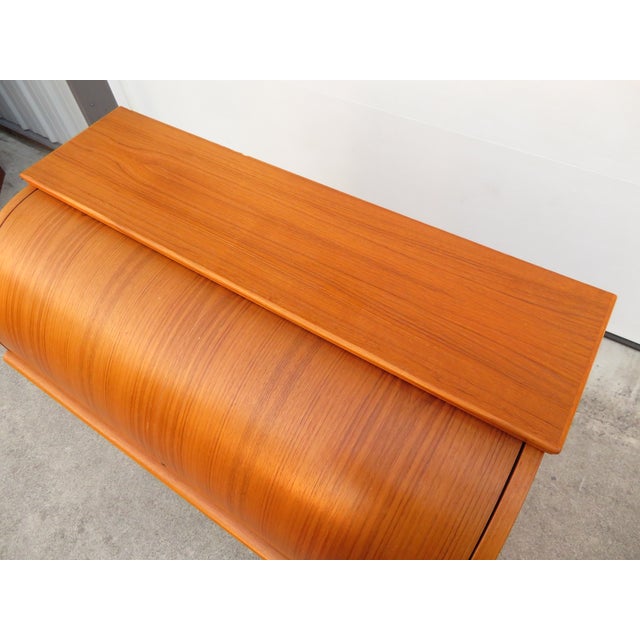 Mid Century Swedish Teak Roll Top Secretary Desk by Egon Ostergaard ~ Scandinavian or Danish Modern Style ~ Vintage Dresser For Sale In Seattle - Image 6 of 18