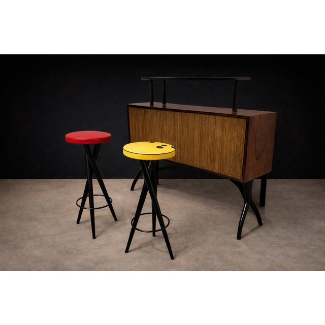 Designed by an Unknown Brazilian Designer this pair of bar stools reflects the experimental spirit and material confidence...