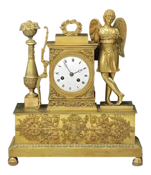 19th Century French Charles X Gilt Bronze Dore Figural Mantel Clock