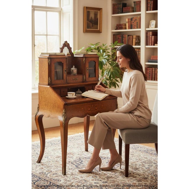 Antique 19th Century Inlaid Burr Walnut Bonheur de Jour Bureau Desk / Writing Table Full of authentic charm and character,...