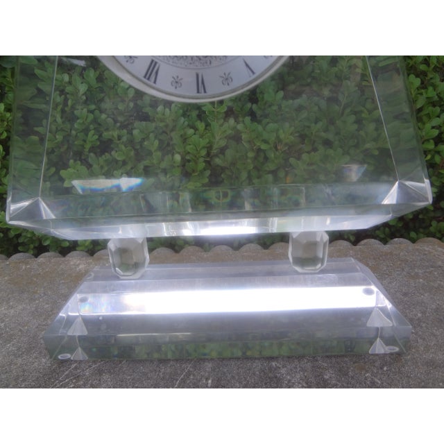 1970s Mid Century Modern Neoclassical Style Acrylic Clock For Sale - Image 5 of 12