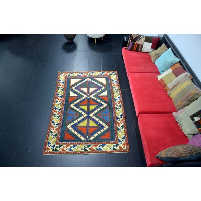 Vintage Tribal Turkish Hand Knotted Multicolor Rug For Sale - Image 10 of 10