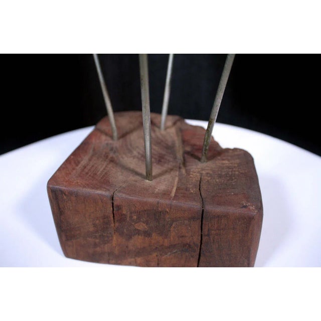 Mid 20th Century Mid Century Modern Ceramic Green Biomorphic Shell Design on Metal & Wood Stand For Sale - Image 5 of 8