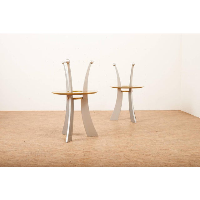 Silver Metallic Orchid Wood Frame Side Table by Massimo Morozzi for Archizoom, 1980s For Sale - Image 12 of 14