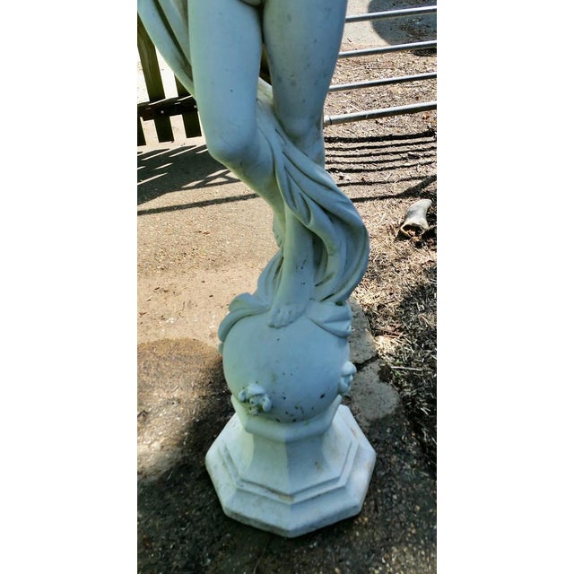 White Vintage Art Nouveau Weathered Statue of Dancer, 1960 For Sale - Image 8 of 9
