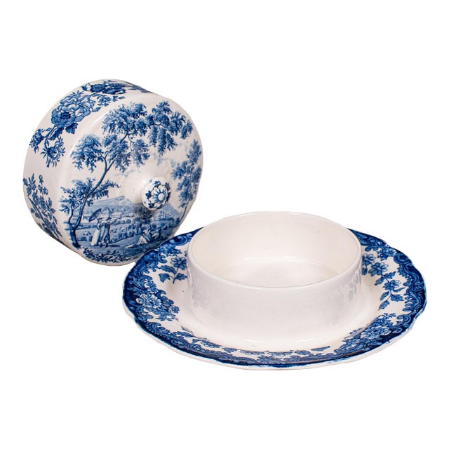 Vintage Butter Dish, English, Ceramic, Countertop, Dairy Keeper, Mid Century For Sale