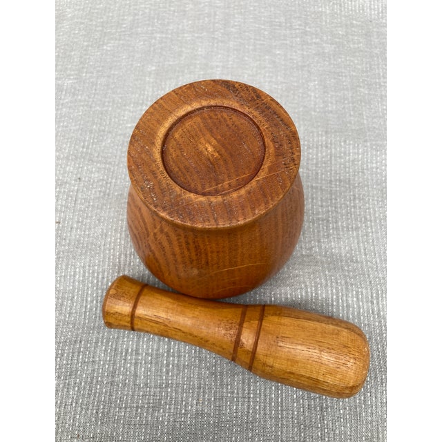 Vintage Hand Turned Wooden Mortar and Pestle For Sale In New York - Image 6 of 10