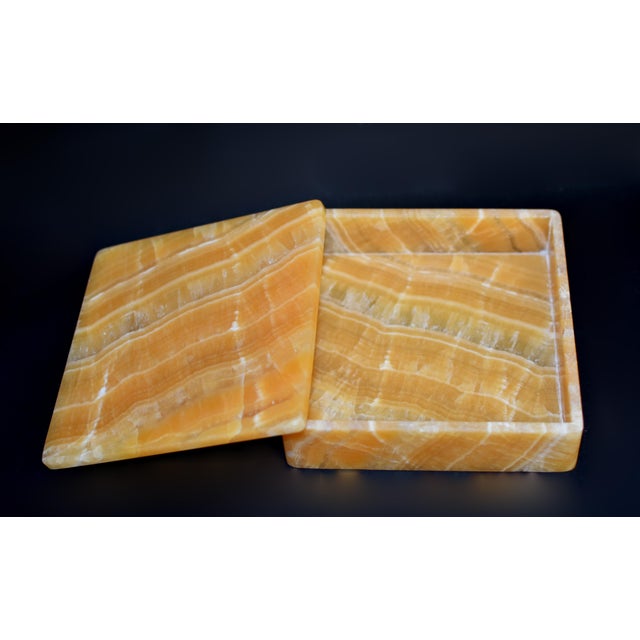Huge Natural Honey Onyx 4" Box For Sale - Image 9 of 11