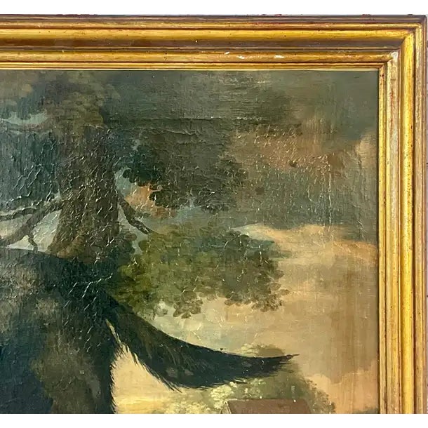 Black Black Labrador Retriever Painting, Oil on Canvas in Giltwood Frame For Sale - Image 8 of 11