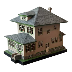 Vintage Folk Art Model American "Foursquare" Style Home, Circa 1940s