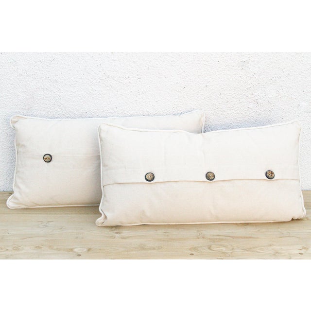 Pair of Bhuj Striped Mashru Lumbar Pillows For Sale - Image 9 of 9