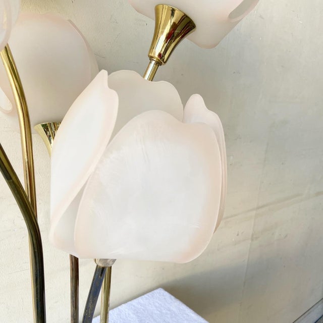 Hollywood Regency Gold and Pink Tulip Table Lamp Chairish