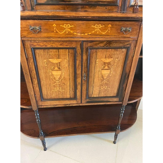 Brown Antique Victorian Inlaid Rosewood Side Cabinet For Sale - Image 8 of 14