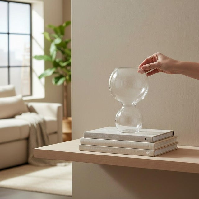 Elevate your home decor with the exquisite 1980s Post-Modern Studio Nova Art Glass Vase, featuring a captivating double...