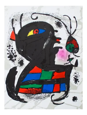 Joan Miro Litografia Original V 13" X 9.75" Lithograph 1975 Surrealism Multicolor