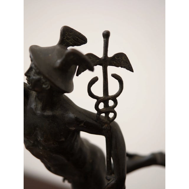 Black Unknown Artist, Statue of Mercury, Bronze on Marble Pedestal For Sale - Image 8 of 12