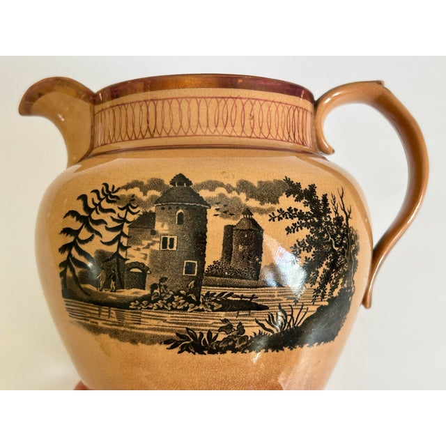 Early 20th Century Early 19th Century English Sunderland Lustreware Landscape Pitcher For Sale - Image 5 of 11