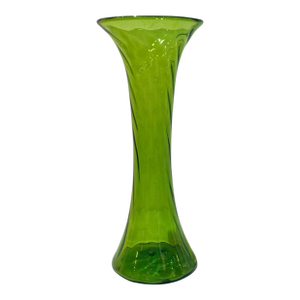 Blenko Olive Green 20” Optic Swirl Floor Vase 6928