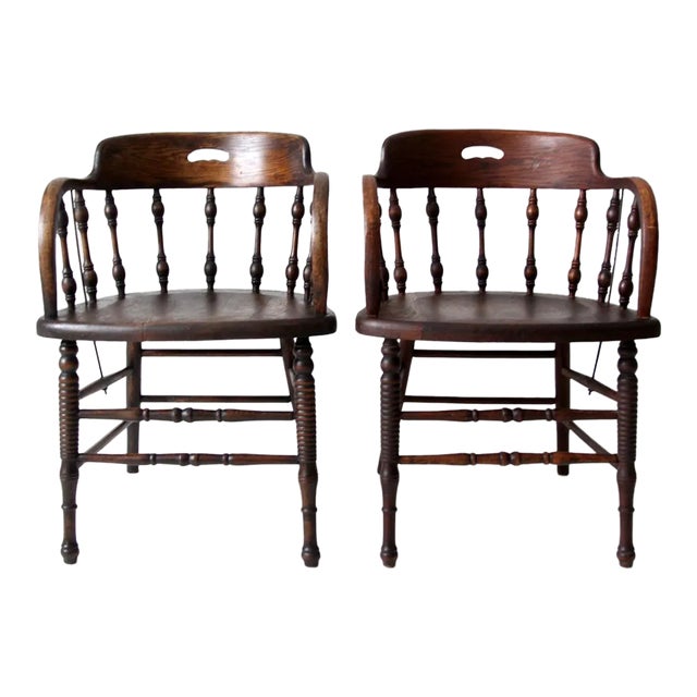 Antique Captains Chair Pair For Sale