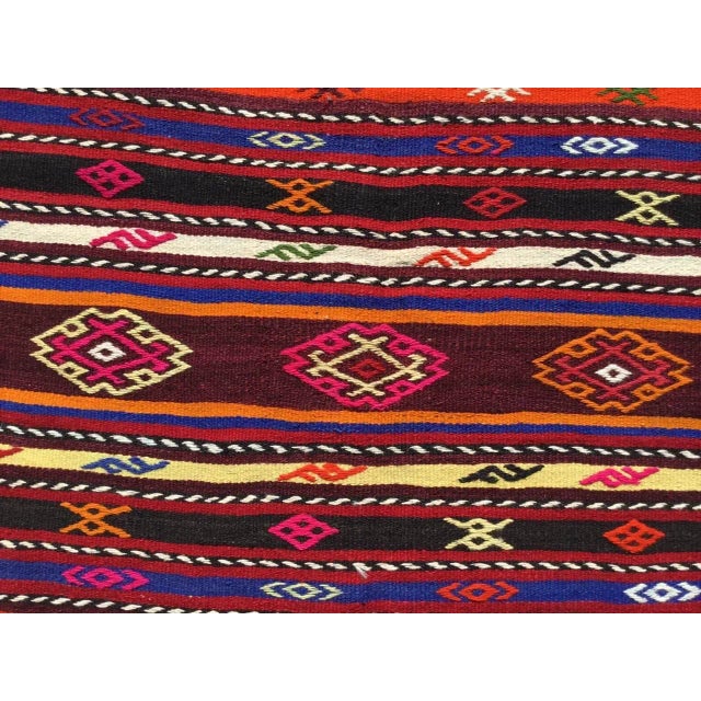 Textile Vintage Turkish Kilim Rug - 78" X 123" For Sale - Image 7 of 10