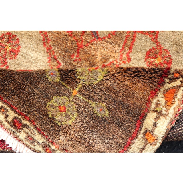 Vintage Turkish Oushak Rug With Taupe Medallion and Rich Brown Field For Sale - Image 10 of 11