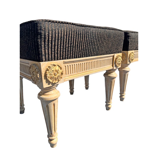Textile Vintage Ottomans or Foot Rests in French Provincial Style a Pair For Sale - Image 7 of 7