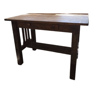 Antique American Arts & Crafts Mission Oak Library Desk, C. 1910 For Sale