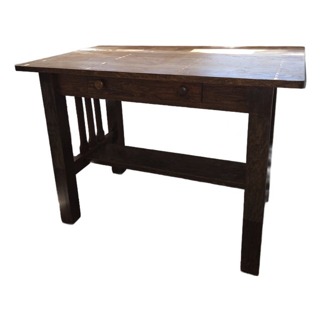 Antique American Arts & Crafts Mission Oak Library Desk, C. 1910 For Sale