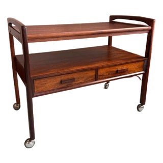 1960s Scandinavian Modern Rosewood Bar Cart Trolley by Arrebo Mobler For Sale