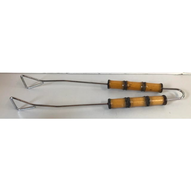 Wood Vintage Faux Bamboo Long Tongs For Sale - Image 7 of 7