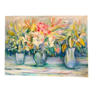 Vintage Floral Oil Painting on Canvas