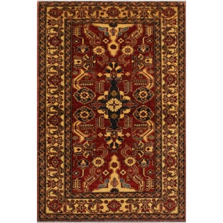 1980s Vintage Super Kazak Garish Red/Lt. Tan Wool Rug - 3'11 X 6'2 For Sale