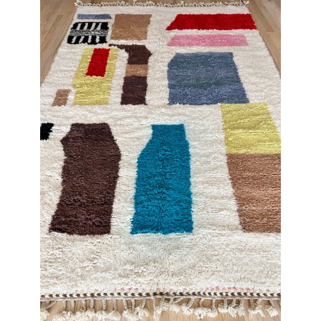 Vintage Moroccan Rug by Berber Tribes of Morocco, Cream Color, Red, Blue, Gray For Sale - Image 9 of 11