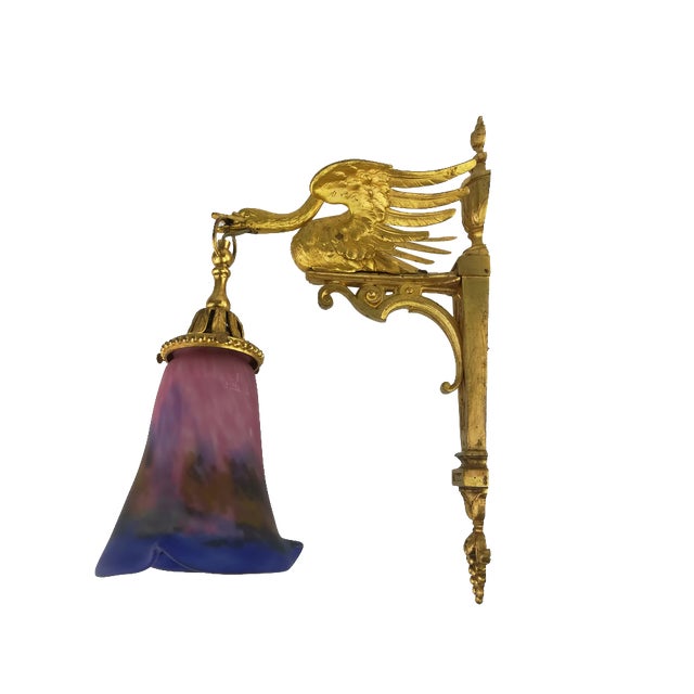 Empire Wall Lamp with Glass Shade by Müller Frères, 1920s For Sale