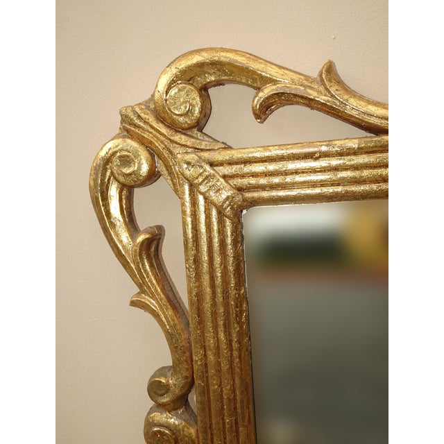 1930s 41" High Antique French Provincial Gold Gilt Wall Mantle Mirror W Scrolls For Sale - Image 5 of 12