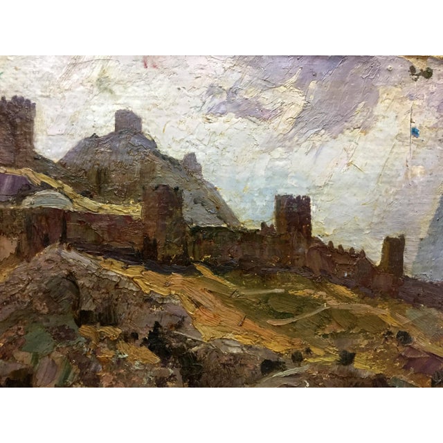 1960s Double Oil Painting Landscapes. Castle For Sale - Image 9 of 12